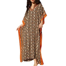 Snyemio Damen Strand Kaftan Lange Sommer Maxikleid Strandkleid Große Größen StrandKaftan Leicht Bikini Cover Up,Farbe 30,Einheitsgröße