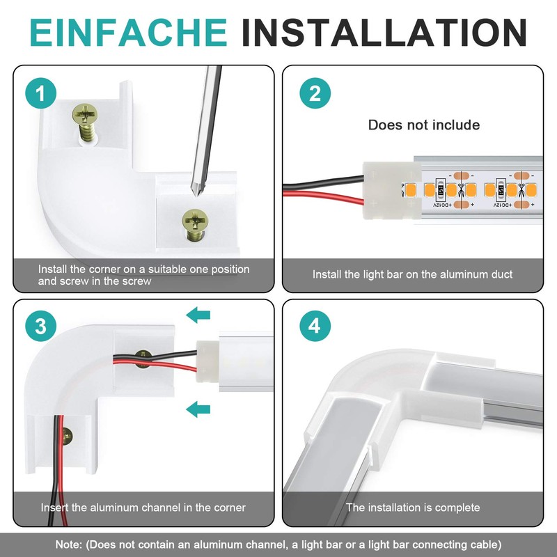 90 Degrees Connectors to Connect 2 Channels for U-Shape Led