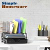 Simple Houseware Mesh Desk Organizer with Sliding Drawer, Double Tray