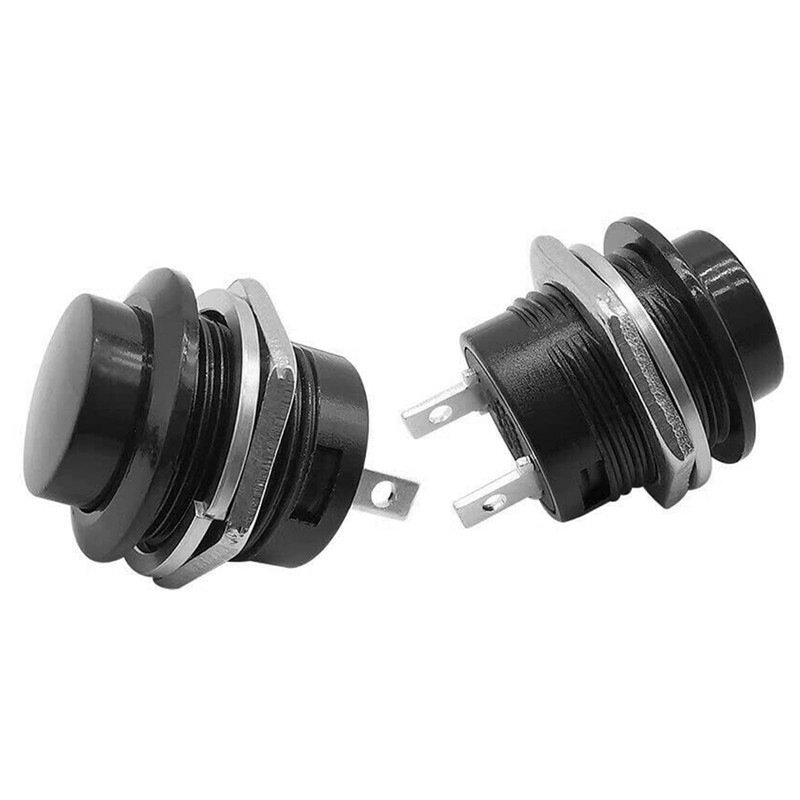 2pc Black Momentary Push Button Switches – 12v 5A Push