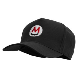 Mario Mustache Icon Embroidered Five Panels Pro Style Cap - Black OSFM
