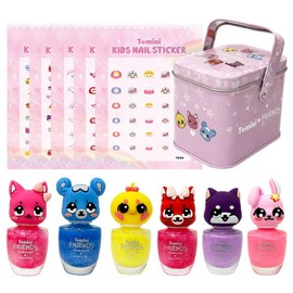 Tomini Friends water-based nail polish, 1 set, 6 types of Friends + 5 nail stickers + tin case / 투미니프렌즈수성매니큐어, 1세트, 프렌즈6종+네일스티커5장+틴케이스