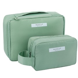 FIVAVA 2pcs Cosmetic Bag Large Small Cosmetic Bag for Women Girls Makeup Bag Waterproof Cosmetic Bag Travel Make Up Bag Portable, Green