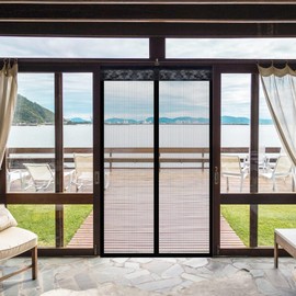 Strong Magnetic Screen Doors, Mosquito Nets, No Drilling, Quick Close, Full Frame Loop and Hook, No Slightest Gap Curtain, Pet Entry Friendly (Pure Black-110×200CM)