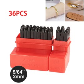 Unbranded 36pc Number Capital Letter Stamp Punch Set A-Z & 0-9 5/64" Metal Plastic Leather