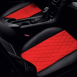 FH Group FB210102 Faux Leather/NeoSupreme Seat Cushion Pad with Front Pocket (Red) Front Set with Gift – Universal Fit for Cars Trucks & SUVs