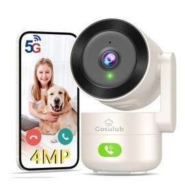 Gosulub Pet Camera, 4 Megapixels, 2K Surveillance Camera, 5 GHz/2.4 GHz, Dual Support, Wi-Fi, 355° Oscillation, Automatic Tracking, Two-Way Calls, Motion Detection, Smartphone Compatible, Night Monitoring, Dog/Cat
