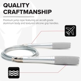 Cuerda de saltar para hombres y mujeres, ultra rápida, de alta velocidad, diseño autobloqueante sin tornillos con asas de aluminio y empuñaduras texturizadas de silicona, diseñada con precisión para