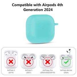 Aircawin for Airpods 4 Case Cover,Shockproof Case for Airpods 4th Generation Case Cover 2024,Premium Silicon Case with Keychain and Cleaing Pen for Wireless Earphones,Headphone Accessories-Teal