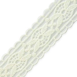 Trims by the Yard Luci Leaf and Medallion Scalloped Lace White | (14 Yard Cut) Trim, 14 yd/1 1/4"
