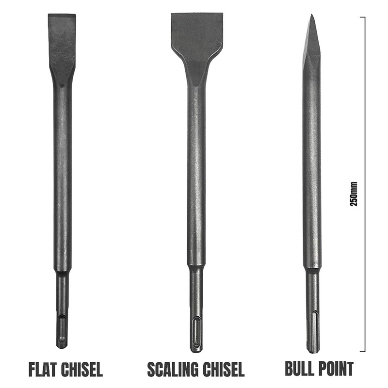 NORTOOLS 3 PCS 40Cr SDS-Plus Chisels Set Point (250mm)/ Flat