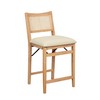 Powell Kasi Natural Wooden Folding Counter Stool with Padded Linen