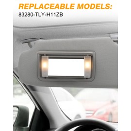 FZPJJNB Left Driver Side Sun Visor Fits for Honda CRV 2017 2018 2019 2020 2021 2022 Replace 83280-TLY-H11ZB Car Sun Visor Replacement with Vanity Light/with Makeup Mirror