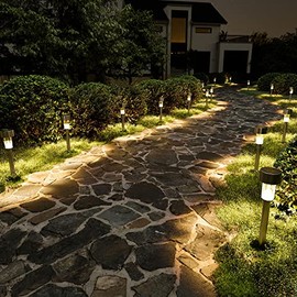 SOLPEX 16 Pack Solar Outdoor Lights Pathway, Stainless Steel Solar Lights Outdoor Waterproof,LED Landscape Lighting Solar Walkway Lights for Landscape/Patio/Lawn/Yard/Driveway-Warm White