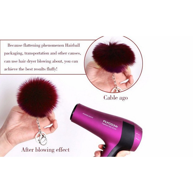 Double Smile Fluffy Bag Charm Cute Pom Keychain Pendant Fake