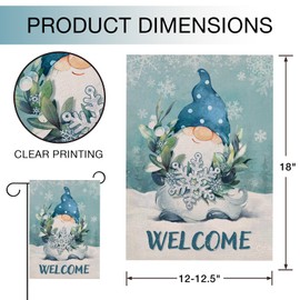 JIMOWANG Welcome Winter Gnome Snowflakes Burlap Burlap Garden Flag Double Sided Outdoor Decorative Yard Flag 12"x18" Porch Patio Banner Flags