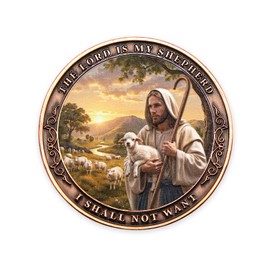 The Lord is My Shepherd Protection Prayer Pocket Token Inspirational Challenge Coin Psalm 23:1 Religious Medallion Christian Faith Gift (Single Coin)