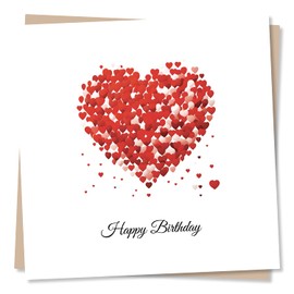 Beautiful Red Heart Birthday Card - Happy Birthday - Love Card for Couple or Special Someone - Romance Wish for Men, Women, Partner, Husband, Wife, Boyfriend, Girlfriend, Fiancé - Made in UK