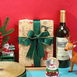 Christmas Wired Velvet Ribbon with Gold Edge Velvet Waterproof Ribbon Wrapping Velvet Decoration Ribbon for Xmas Wreath Bows Floral Craft Ornaments (Green/Gold, 1.5 Inch x 60 Yard)