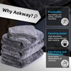 aokway Microfiber Cleaning Cloths(24"x36",Gray),Thickened and Absorbent Microfiber Towels(16"x16",Gray)1-Pack, No Streaks