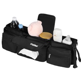 Double Stroller Organizer for Bob Duallie and Baby Jogger City Mini GT2 Stroller, Double Baby Stroller Accessories with Cooler Pockets and Detachable Phone Bags