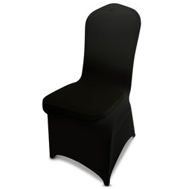 LIUJIAYI 150 Pcs Black Stretch Chair Covers - Premium Polyester Spandex Slipcovers for Wedding, Party, Banquet, Dining & Event Chairs