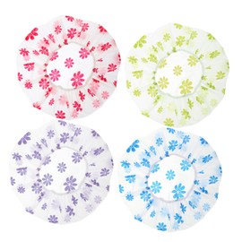 Ipetboom 4Pcs Shower Caps for Women Decorative Bathing Hats with Dot Pattern for Long Hair Easy to Clean Breathable and Versatile for Bathing and Hair Treatments