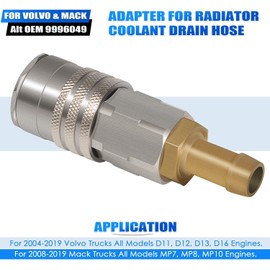 9996049 Quick Fit Radiator Adapter Fit for 2004-2019 Volvo Trucks All Models D11, D12, D13, D16 Engines & 2008-2019 Mack Trucks All Models MP7, MP8, MP10, ISX Engines
