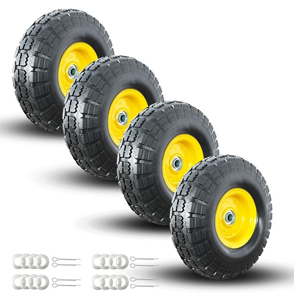4.10/3.50-4 Tire and Wheel Flat Free,10" Solid Tire Wheel with