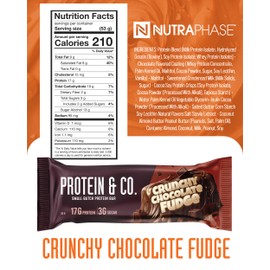 Protein & Co. Protein Bars - Crunchy Chocolate Fudge Flavor, High Protein Snacks for Adults - Low Sugar Energy Bars - On The Go Gym & Office Snack - Nutraphase, 53g x 12 Snack Bars
