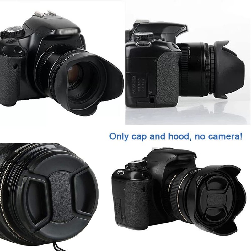 58mm Tulip Flower Lens Hood & 58mm Lens Cap Compatible