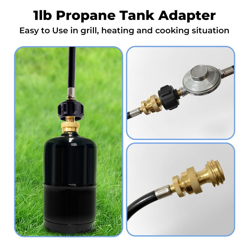 2 Pack 1lb Propane Tank Adapter, 20lb to 1lb Converter,
