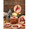 9 Pieces Cardinal Christmas Tree Ornaments Natural Wood Slice Red