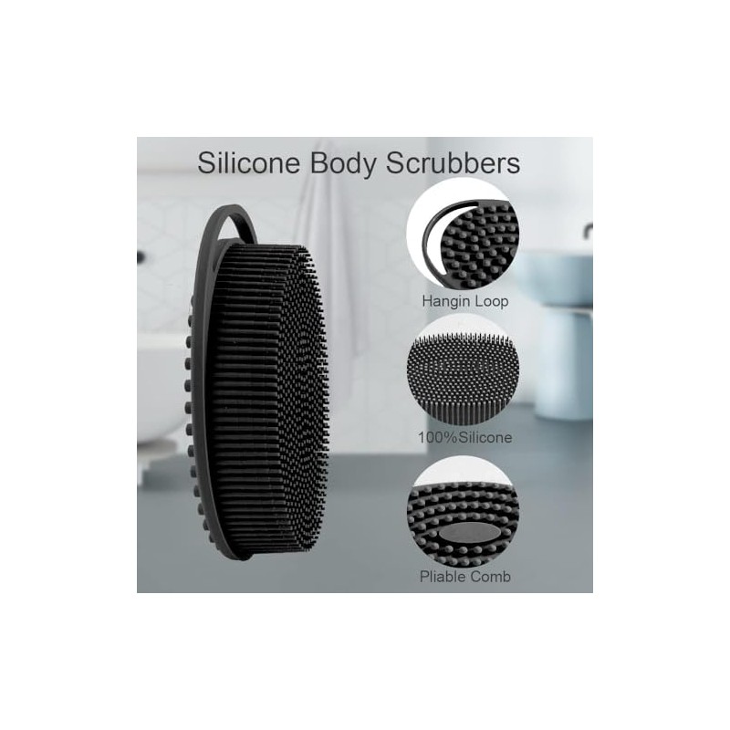 Set de cepillos corporales y de baño de silicona, cepillo