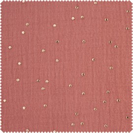 Marsala Muslin Cotton Fabric Golden Dots Width 130 cm Sold by the Metre