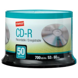 STAPLES 452555 700Mb 80Min 52X Cd-R Spindle 50/Pack (10365)