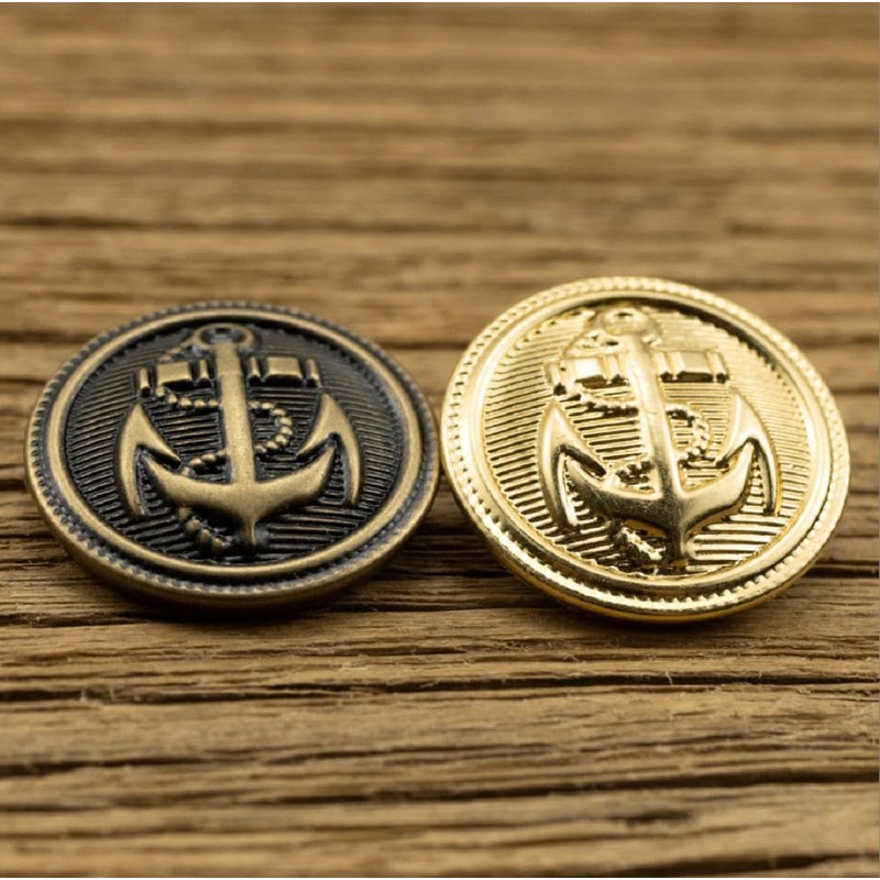10Pcs Clothes Buttons - Metal Boat Anchor Pattern Sewing Buttons