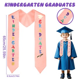 BOXOB Kindergarten Graduation Stole for Kids, Unisex Satin Preschool Graduation Sash for Grad Ceremonies Smooth & Reusable Keepsake Gift (White)