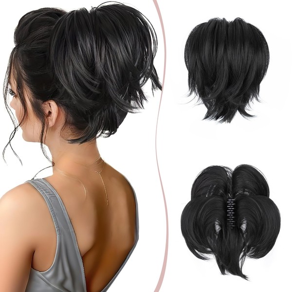 SEGO Messy Bendable Claw on Ponytail Hairpiece Synthetic Fluffy Hair