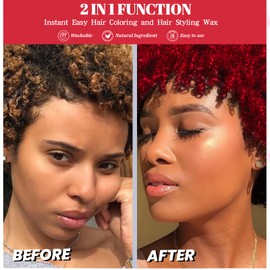 Hair Wax Color 7.06 Oz Hair Dyeing Styling Clay Mud, Included 2 Hair Dye Color Brush + 3 Shawl + Rat Tail Comb + 5 Hair Clips Styling Tools Set, Coloring Cream for Party Cosplay Easy Cleaning (Red)