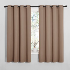 NICETOWN NICETOWN Blackout Window Curtains and Drapes for Kitchen, Window Treatment Thermal Insulated Solid Grommet Blackout Drapery Panels (Set of 2, 55 by 68 inches, Cappuccino)