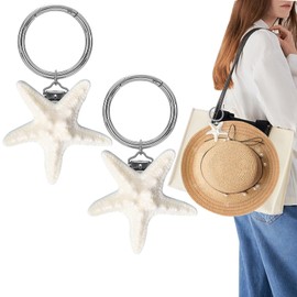 HATYDF 2Pcs Hat Clip for Travel on Bag - Starfish Beach Cruise Essentials Accessory for Handbag Backpack Luggage Purse Travel White