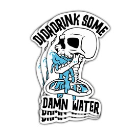 3 Pcs Drink Some Damn Water Sticker, Skull Skeleton Hydrate or Diedrate Die-Cut, Drink Water Stickers, Drink Reminder Sticker, Funny Skeleton Stickers for Laptop Bottle Phone Car Helmet 3"x3"