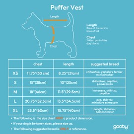 Gooby Puffer Vest Dog Jacket - Blue, Small - Ultra Thin Zip Up Wind Breaker with Dual D Ring Leash - Water Resistant Small Dog Sweater Coat - Dog Clothes for Small Dogs Boy or Medium Dogs