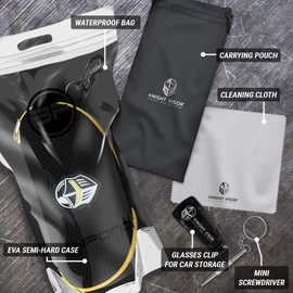 BLUPOND Large Sunglasses Case with Metal Carabiner & Zipper - EVA Semi Hard Frame Glasses Case for Men & Women