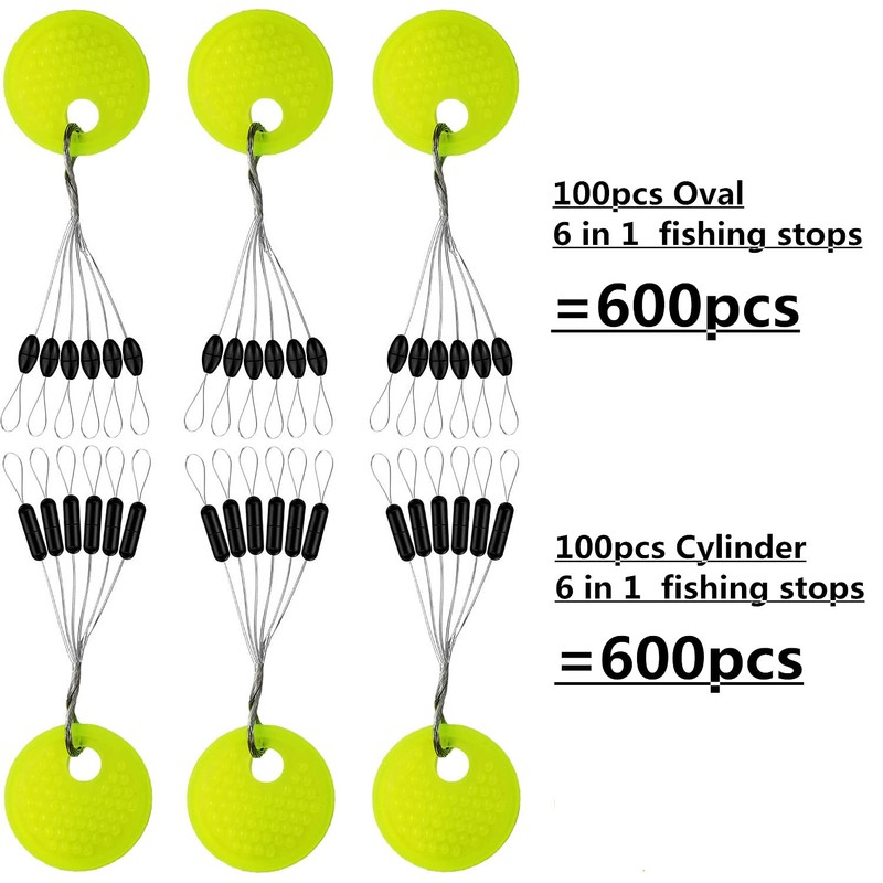 1200 Pcs Fishing Rubber Bobber Beads Stopper, 6 in 1