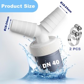 Dishwasher and Washing Machine Drain Adapter Double Connection Y with Outlet Double Connection Drain Adapter for Dishwasher for Pipe Diameter 40 mm and Input Diameter 18-24 mm Washing Machine