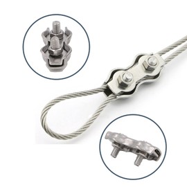 20 Pieces M2 Duplex Clamp Set Stainless Steel Wire Rope Clip Galvanised Wire Rope Clamp Non-Slip Corrosion Resistant for Securing Ropes Steel Wire Washing Line for Wire Ropes from 1 mm to 1.6 mm
