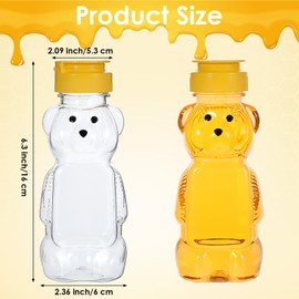 Hpmjz 2 Pcs Honey Bear Bottle Plastic Honey Squeeze Bottle Transparent Honeybear Squeeze Jars with Yellow Flip Lid Cute Empty Container for Christmas Party Syrup Sauce Juice Storing and Dispensing