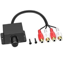 Universal Car Audio Amplifier RCA Amplifier Audio Adjuster Gain Level Bass Boost Volume Control Knob for Car, Motorcycle, Speakers, Home Theater (1 Pack)